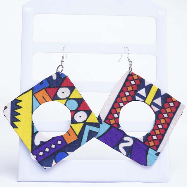 Square wax earrings 5 Handcrafted African Square Wax Earrings – Vibrant Jewelry at Baobabmart