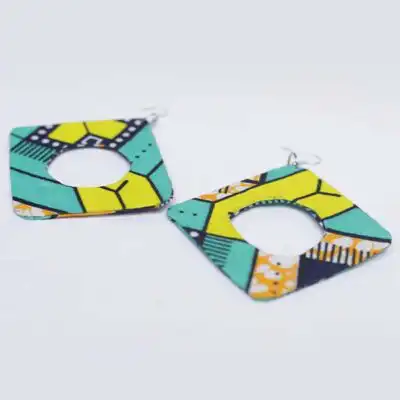 Handcrafted African Square Wax Earrings – Vibrant Jewelry at Baobabmart