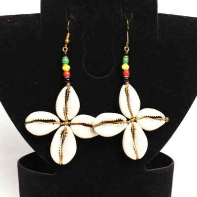 Vintage Star Shaped Cowrie Earrings – Handcrafted African Jewelry at Baobabmart