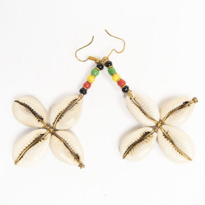 Vintage Star Shaped Cowrie Earrings – Handcrafted African Jewelry at Baobabmart