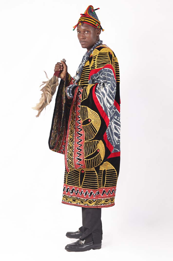 Toghu attire 3 Cameroon Toghu Traditional Attire with Cap and Jewelries – Authentic African Wear at Baobabmart