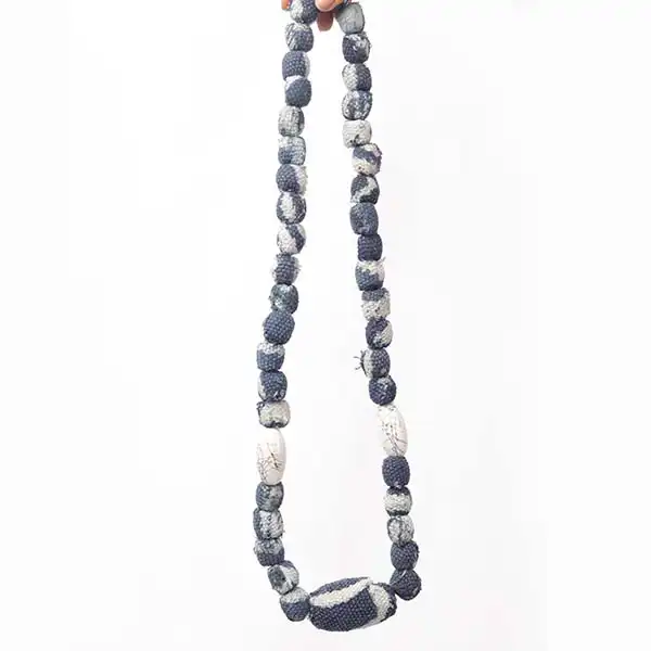 Traditional Ndop Fabric Beaded Necklace – Handmade African Jewelry at Baobabmart