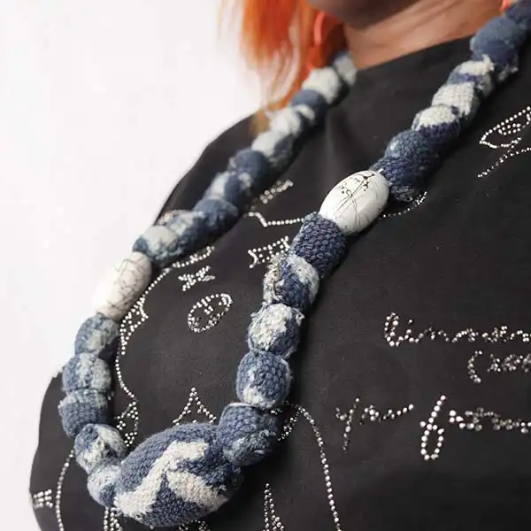 Traditional Ndop Fabric Beaded Necklace – Handmade African Jewelry at Baobabmart