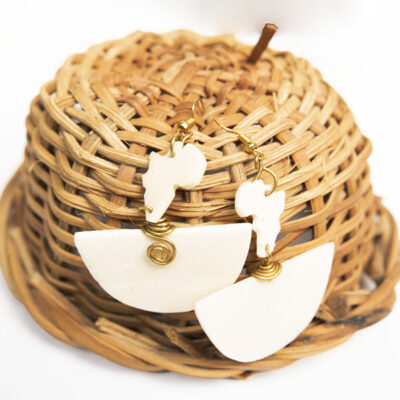 White Africa and Half Moon Ox Horn Earrings – Handcrafted African Jewelry at Baobabmart