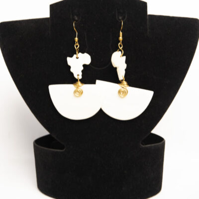 White Africa and Half Moon Ox Horn Earrings – Handcrafted African Jewelry at Baobabmart