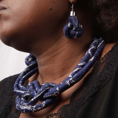 Handmade African Blue Wax Braid Necklaces and Earrings – African Jewelry at Baobabmart