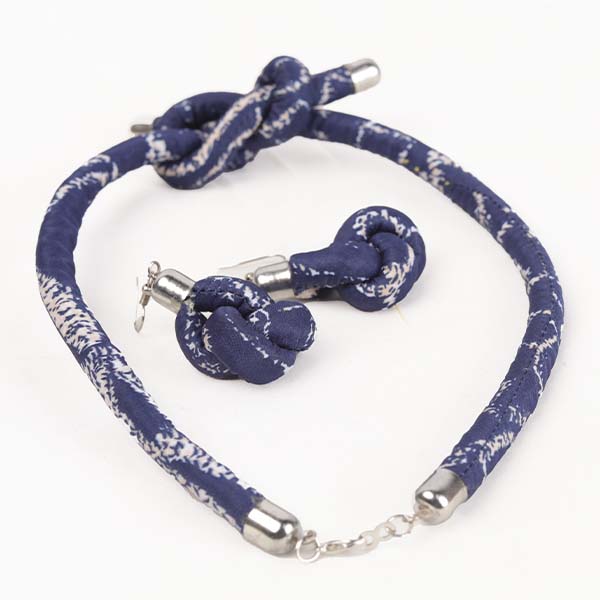 blue Wax braid necklaces + assorted earrings 6 Handmade African Blue Wax Braid Necklaces and Earrings – African Jewelry at Baobabmart