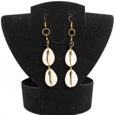 Handmade Beaded Cowrie Pendant Earrings – Unique African Jewelry at Baobabmart