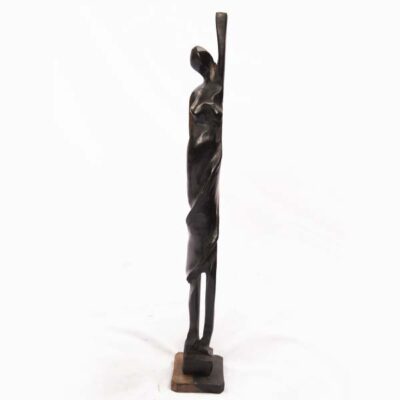 Handcrafted African Standing Woman Sculpture, symbolizing grace and resilience, perfect for decor or collections, available at BaobabMart.