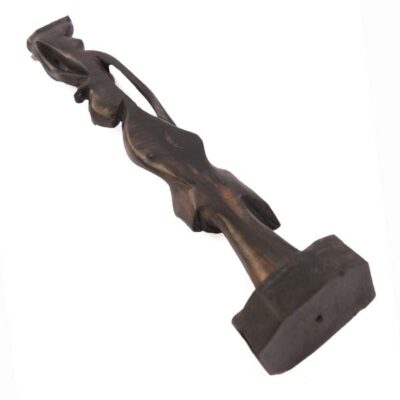 African Sculpture of a Woman Carrying a Calabash, handcrafted with intricate details, symbolizing African tradition, available at BaobabMart.