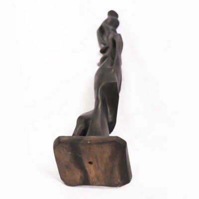 Decorative Sculpture of African Woman Carrying a Jar, handcrafted with intricate details, symbolizing African tradition and grace, available at BaobabMart.