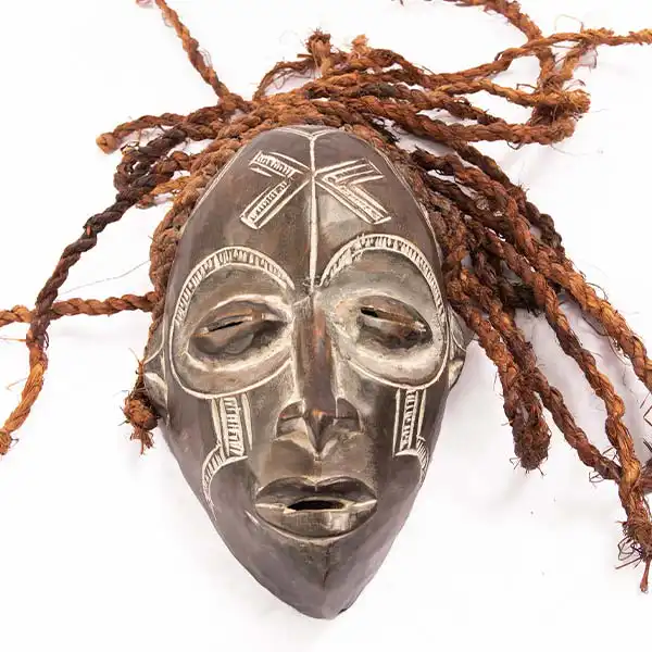 African Chokwe mask 1 African Chokwe Mask with Raids, handcrafted with intricate details, symbolizing tribal heritage and culture, available at BaobabMart.