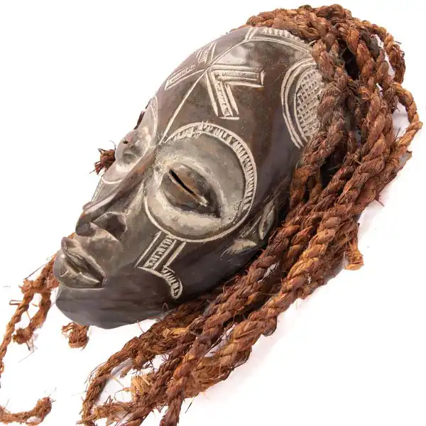 African Chokwe mask 2 African Chokwe Mask with Raids, handcrafted with intricate details, symbolizing tribal heritage and culture, available at BaobabMart.