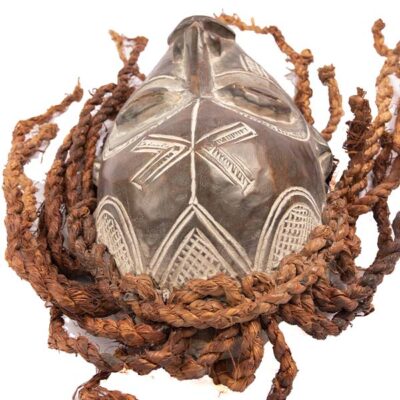 African Chokwe Mask with Raids, handcrafted with intricate details, symbolizing tribal heritage and culture, available at BaobabMart.