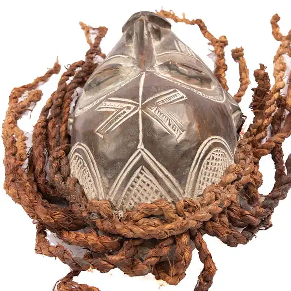 African Chokwe mask 3 African Chokwe Mask with Raids, handcrafted with intricate details, symbolizing tribal heritage and culture, available at BaobabMart.