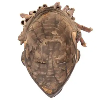 African Chokwe Mask with bamboo hair and wood, handcrafted in Cameroon, perfect for decor or collections, available at BaobabMart.