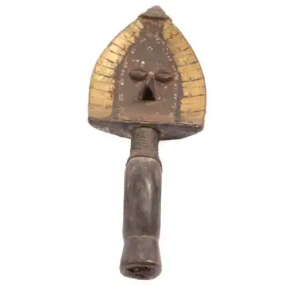 Antique African Reliquary Metal Sculpture, intricately handcrafted, perfect for decor or collections, available at BaobabMart.
