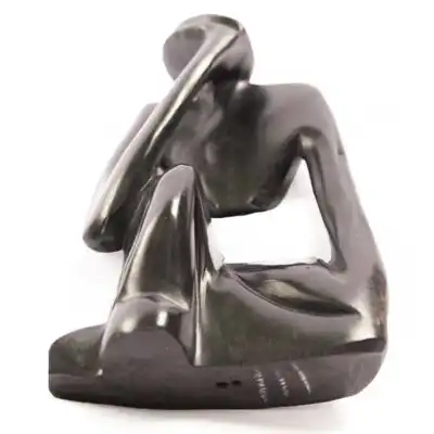Black African Woman Thinker Statue, handcrafted with intricate details, symbolizing grace and resilience, available at BaobabMart.