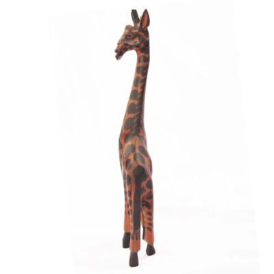 Hand Carved Wooden African Giraffe Sculpture, intricately detailed and handcrafted, perfect for decor or collections, available at Baobabmart.