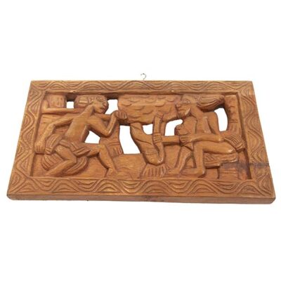 Vintage African Hand Carved Wall Panel, intricately designed and handcrafted, perfect for decor or collections, available at BaobabMart.