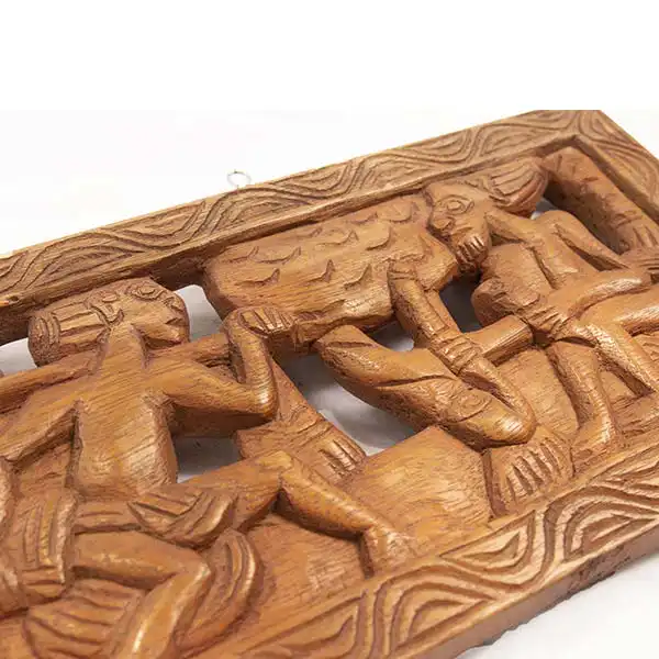 African hand carved wall panel 4 Vintage African Hand Carved Wall Panel, intricately designed and handcrafted, perfect for decor or collections, available at BaobabMart.