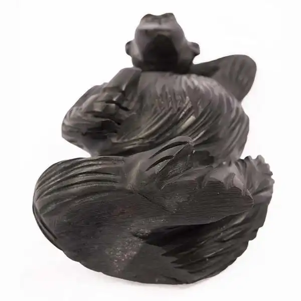African monkey figurine 3 Vintage Ebony African Monkey Figurine, handcrafted with intricate details, perfect for decor or collections, available at BaobabMart.