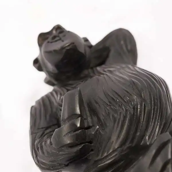 African monkey figurine 4 Vintage Ebony African Monkey Figurine, handcrafted with intricate details, perfect for decor or collections, available at BaobabMart.