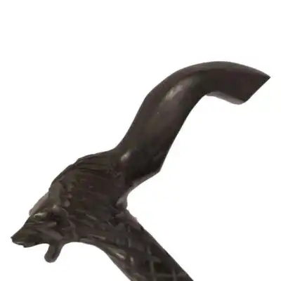 Traditional African Cane with Lion Head, handcrafted with intricate details, symbolizing power and authority, available at BaobabMart.