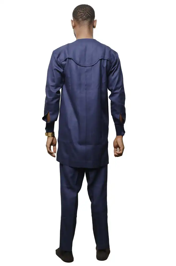 AfricanMale royal blue dashiki set 3 African Male Royal Blue Dashiki Set with bold African patterns, available at Baobabmart.