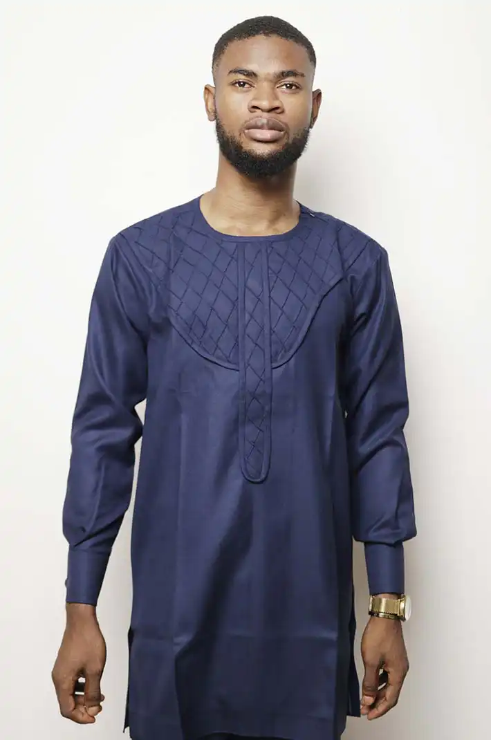 AfricanMale royal blue dashiki set 5 African Male Royal Blue Dashiki Set with bold African patterns, available at Baobabmart.