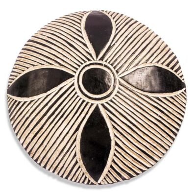 Bamileke Traditional Shield with 4 Leaf Clover Finishing, a unique African decor piece, available at Baobabmart.