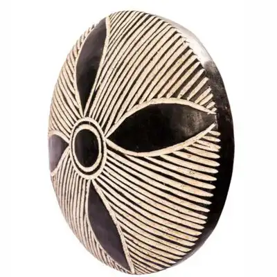 Bamileke Traditional Shield with 4 Leaf Clover Finishing, a unique African decor piece, available at Baobabmart.