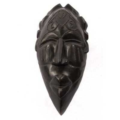 Black African Handmade Tikar Mask, handcrafted African decor piece with cultural design, available at Baobabmart.