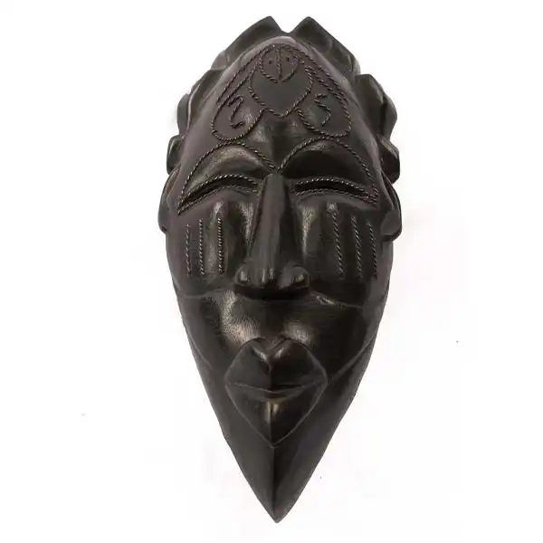 Black African Tikar mask 1 Black African Handmade Tikar Mask, handcrafted African decor piece with cultural design, available at Baobabmart.