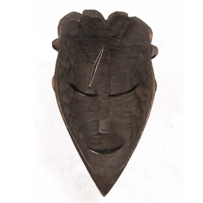 Black and Brown Vintage African Tikar Mask, authentic African decor piece with cultural design, available at Baobabmart.