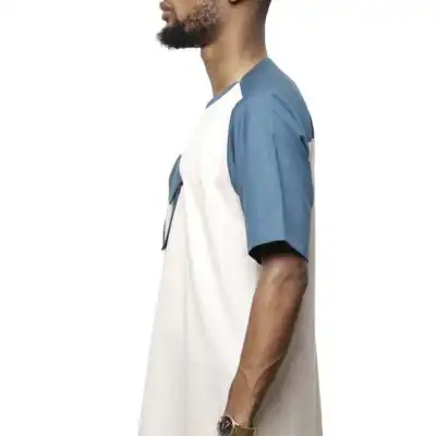 Blue and White Short Sleeves Men Shirt with front pocket, ideal for casual and semi-formal wear, available at Baobabmart.