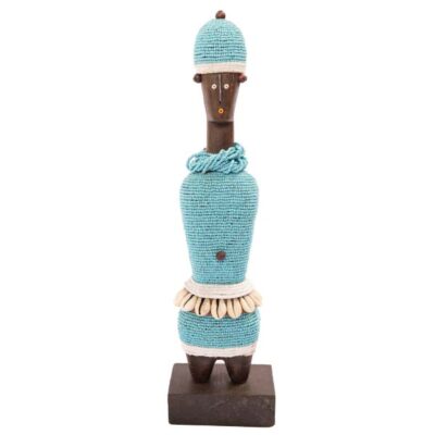 Blue Handcrafted Male Namji Doll, symbolizing African artistry and cultural traditions, perfect for decor or gifting, available at BaobabMart.