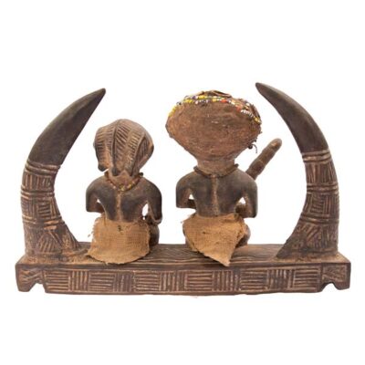 Cameroon Grassfield Royal Sculpture Collection featuring King, Queen, and four Guards, handcrafted with intricate detailing, available at BaobabMart.