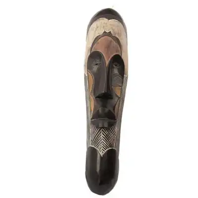 Carved African Fang Mask, authentic African decor piece with cultural design, available at Baobabmart.