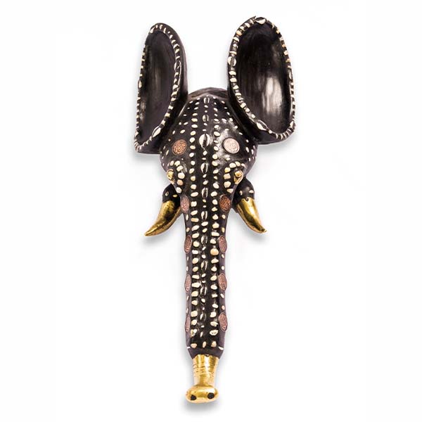 Handcrafted African Elephant Head Sculpture, authentic African decor piece, available at Baobabmart.