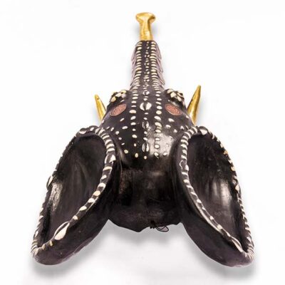 Handcrafted African Elephant Head Sculpture, authentic African decor piece, available at Baobabmart.