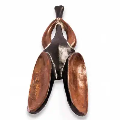 Skinny African Handmade Elephant Mask, slender and authentic African decor piece, available at Baobabmart.