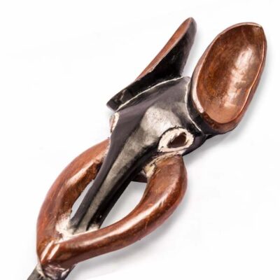 Skinny African Handmade Elephant Mask, slender and authentic African decor piece, available at Baobabmart.