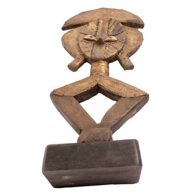 Kota Reliquary Authentic Antique African Sculpture, handcrafted metal art symbolizing African spirituality, available at BaobabMart.