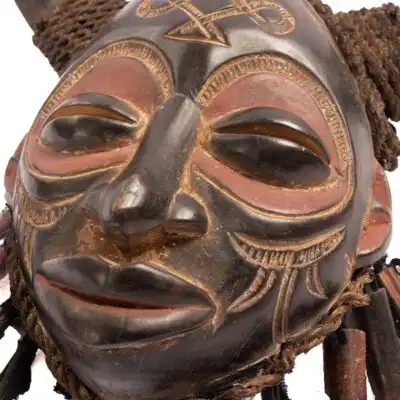 Large African Chokwe Mask, handcrafted with intricate details, symbolizing African heritage, available at BaobabMart.