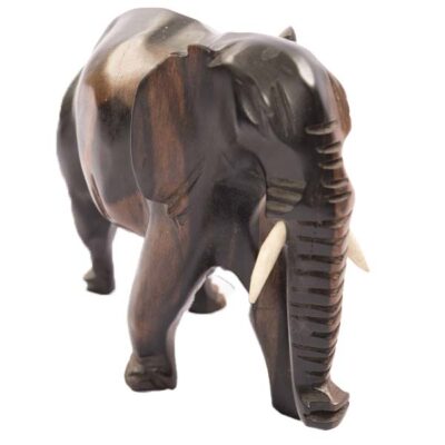 Large Vintage African Elephant Figurine, handcrafted with intricate details, perfect for decor or collections, available at Baobabmart.