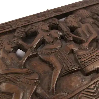 Large African Tribe Hand Carved Wall Panel, handcrafted with intricate tribal details, perfect for striking decor, available at BaobabMart.
