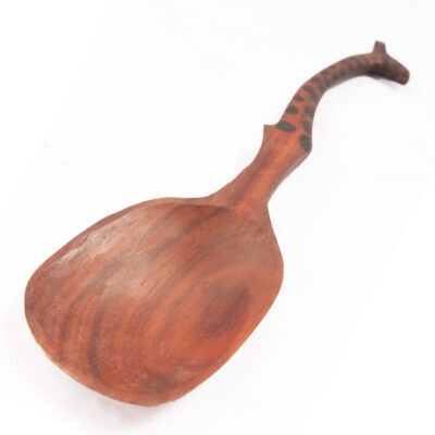 Large Giraffe Wood Serving Spoon Set, hand-carved with giraffe-inspired designs, perfect for serving large portions or decor, available at Baobabmart.