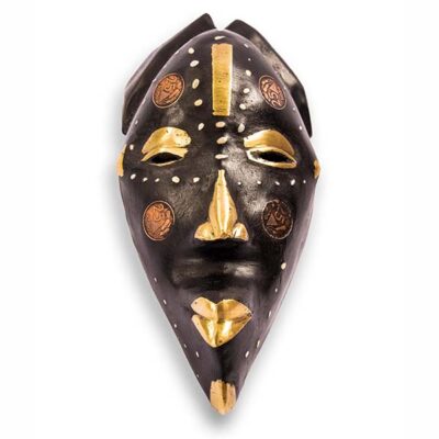 Male African Coins and Cowries Mask, vintage African decor piece with authentic cultural accents, available at Baobabmart.