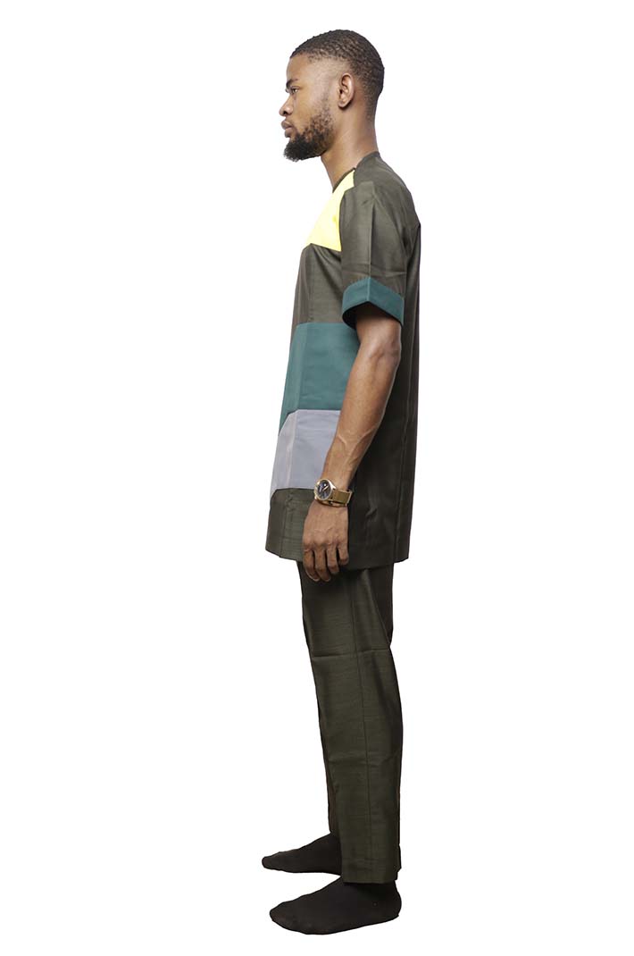 Men tradition multi-colored tracksuit 2 Short Sleeve Dashiki Tracksuit for Men with vibrant African patterns, perfect for casual wear, available at Baobabmart.